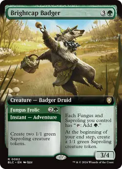 MTG Brightcap Badger Fungus Frolic Extended Art - Bloomburrow Commander #062 - Image 1