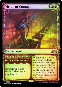 MTG FOIL Virtue of Courage Embereth Blaze Showcase - Wilds of Eldraine #282 - Image 1