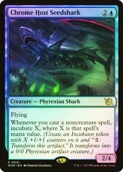 MTG FOIL Chrome Host Seedshark - March of the Machine #051 - Image 1
