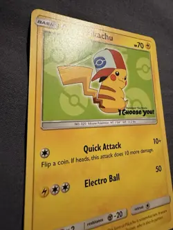 Ash’s Pikachu SM112 Ultra Rare Non Holo Exclusive Promo Pokemon Card - Image 2