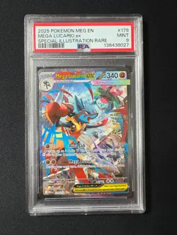 2025 Pokemon Mega Evolutions Mega Lucario EX Special Illustration Rare 179 PSA 9 - Image 1