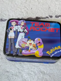 1999 Pokemon Team Rocket with Meowth Tin Lunch Box Storage Bin Vintage RARE - Image 1