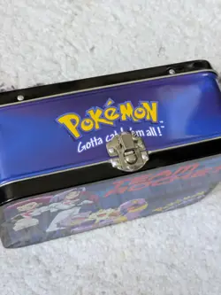 1999 Pokemon Team Rocket with Meowth Tin Lunch Box Storage Bin Vintage RARE - Image 2