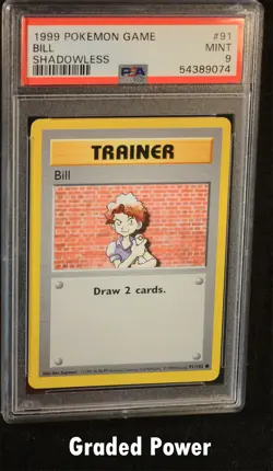 Pokemon Base Set Unlimited Shadowless Bill SHADOWLESS PSA 9 (9074) #91 - Image 1