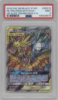 2019 Pokemon SM Black Star Promo Moltres Zapdos Articuno GX #SM210 PSA 9 Mint - Image 1