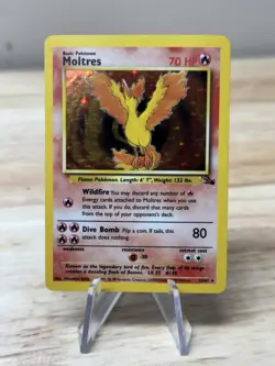 1999 Pokemon Fossil Moltres Holo Rare 12/62 Unlimited WOTC English (LP) - Image 1