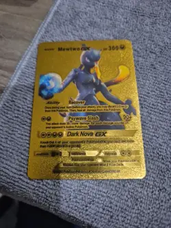 Mewtwo GX Gold Foil Fan Art Display Card Dark Nova 300 HP - Image 1