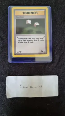 Pokemon Card Gambler Trainer 60/62 1st Edition Fossil Set WOTC - Image 1