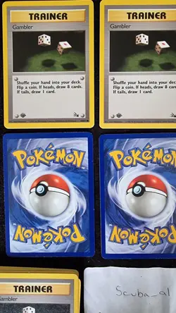 Pokemon Card Gambler Trainer 60/62 1st Edition Fossil Set WOTC - Image 3