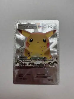 Ash Pikachu VMax Silver Foil Fan Art Card Thunder Body NM/M - Image 1