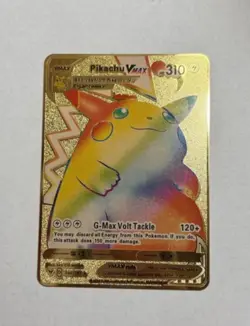 Pikachu Gold Metal Card VMAX HP 310 Rainbow Fan Art Display Card NM - Image 1