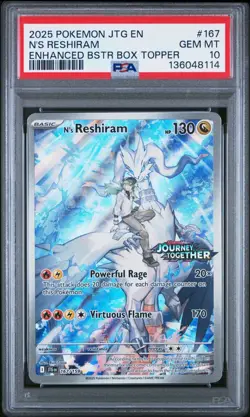 N’s Reshiram Journey Together Stamped Box Topper PSA 10 Gem Mint Pokemon Card - Image 1