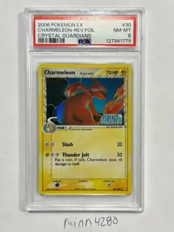 2006 POKEMON EX CRYSTAL GUARDIANS #30 CHARMELEON-REVERSE FOIL PSA 8 - Image 1
