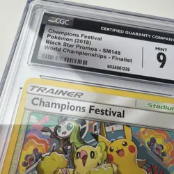 2018 Pokemon World Championship Promo Champions Festival Finalist #SM148 CGC 9 - Image 3