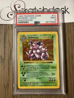 PSA 9 - Pokemon NIDOKING 11/102 - SHADOWLESS BASE SET - Holo MINT - Image 1