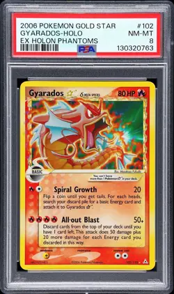 2006 POKEMON EX HOLON PHANTOMS GOLD STAR #102 GYARADOS-HOLO PSA 8 - Image 1