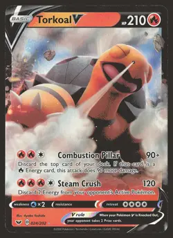 SWSH01: Sword & Shield Base Set Torkoal V #024/202 Ultra Rare Pokemon Card - Image 1