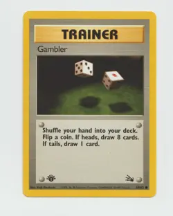 Pokemon TCG Gambler Fossil Set 60/62 1st Edition Regular Common WOTC Vintage - Image 1