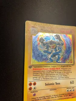 ?? Machamp Base Set 8/102 Holo 1st Edition Vintage Pokemon TCG LP- - Image 3