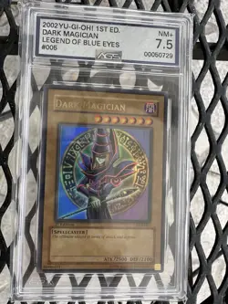 YuGiOh Dark Magician (LOB-005) 1st Edition US English AGS 7.5 - Image 1