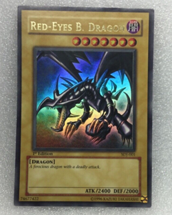 Vintage Yugioh Red-Eyes Black B Dragon SDJ-001 Ultra Rare 1st Edition Card - Image 2