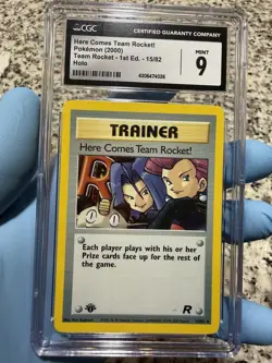 CGC 9 MINT Here Comes Team Rocket! Team Rocket 1st Edition 15/82 Pokemon Card - Image 1