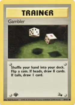 1st Edition Gambler 60/62 - Fossil - Common Pokemon Card - Light Play (LP) - Image 1
