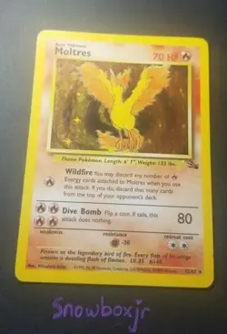 Rare 12/62 Moltres Holo - WOTC Pokemon Card1999 Fossil Set LP FREE SHIPPING - Image 1