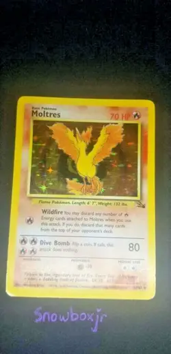 Rare 12/62 Moltres Holo - WOTC Pokemon Card1999 Fossil Set LP FREE SHIPPING - Image 2
