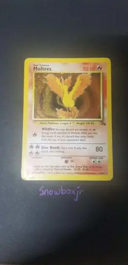 Rare 12/62 Moltres Holo - WOTC Pokemon Card1999 Fossil Set LP FREE SHIPPING - Image 3