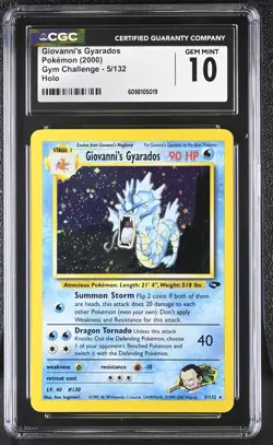 CGC 10 GEM MINT Giovanni's Gyarados Gym Challenge 5/132 Holo Pokemon Card - Image 1