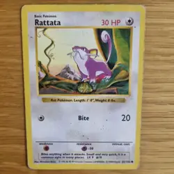 RATTATA 61/102 POKEMON CARD (BASE SET) SHADOWLESS - Image 1