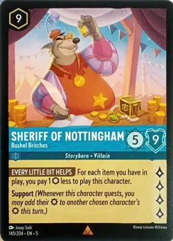 145/204 SHERIFF OF NOTTINGHAM BUSHEL BRITCHES RARE DISNEY LORCANA CARD - Image 1