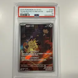 KOREAN TEAM ROCKET'S MEOWTH PSA 10 2025 POKEMON SV10 KO #109/098 ART RARE AR - Image 1