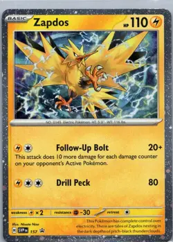Pokemon TCG Zapdos 157/215 Scarlet Violet Black Star Promos Holo NM - Image 1