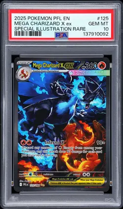2025 POKEMON PFL EN-PHANTASMAL FLAMES #125 MEGA CHARIZARD X EX PSA 10 - Image 1