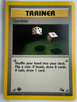 Pokemon - Trainer Gambler 60/62 Common 1st Edition Fossil 1999 WOTC NM - Image 1