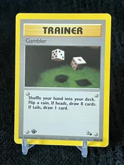 Pokemon 1st Edition Fossil Gambler Trainer 60/62 - Image 1