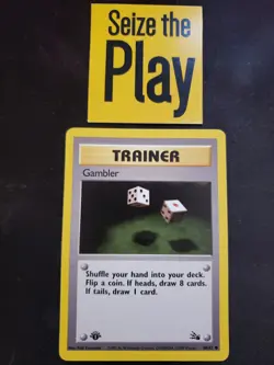 Pokemon TCG - 1x MP 1st Edition Gambler - Fossil (60/62) x1 - Image 1