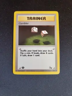2000 Vintage Pokemon WOTC Fossil 1st Edition Gambler Trainer #60/62 - NM - Image 1