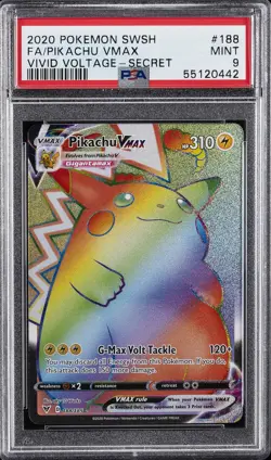 2020 POKEMON SWORD & SHIELD VIVID VOLTAGE SECRET FULL ART/PIKACHU VMAX PSA 9 - Image 1