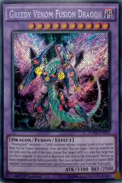 FUEN-EN010 GREEDY VENOM FUSION DRAGON SECRET RARE 1ST EDITION YuGiOh CARD - Image 1