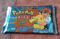 Topps Pokemon Series 2 -8 Trading Cards Including 1 Foil Card Factory Sealed - Image 1