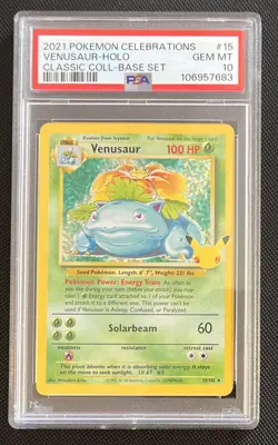 2021 Pokemon Celebrations Venusaur Holo Classic Collection # 15/102 PSA 10 Card - Image 1