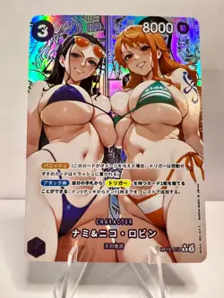 Nami & Nico Robin ONE PIECE Custom Sexy Goddess Waifu Anime Doujin Card - Image 1