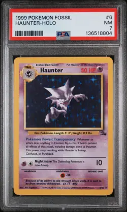 PSA 7 NM Haunter 6/62 Fossil Holo 1999 Pokemon Card - Image 1