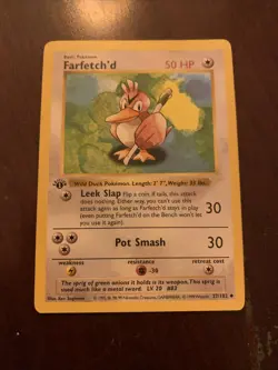 First Edition Farfetch'd 027/102 Base Set (Shadowless) Pokemon Card - Image 1