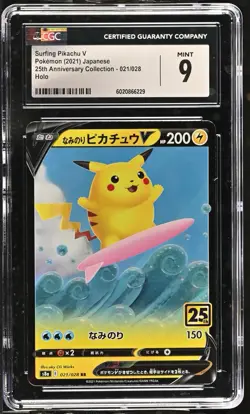 Surfing Pikachu V 021/028 S8a: 25th Anniversary Collection Holo (Japanese) for sale online - Image 1