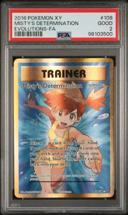 2016 Pokemon XY Evolutions #108 Mistys Determination Full Art PSA 2 Trainer Card - Image 1