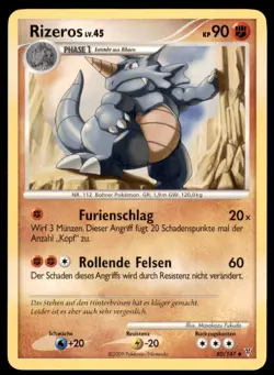 2009 Pokemon Supreme Victors Rhydon German #80 HTF - Image 1